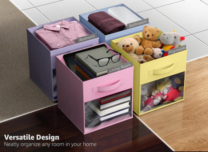 Sorbus Fabric Storage Cubes - 6 Foldable Storage Bins for Organizing Pantry, Cubbies, Toy Box - Clothes Storage & Closet Organizer - 13 Inch Collapsible Cube Baskets for Shelves with Handle