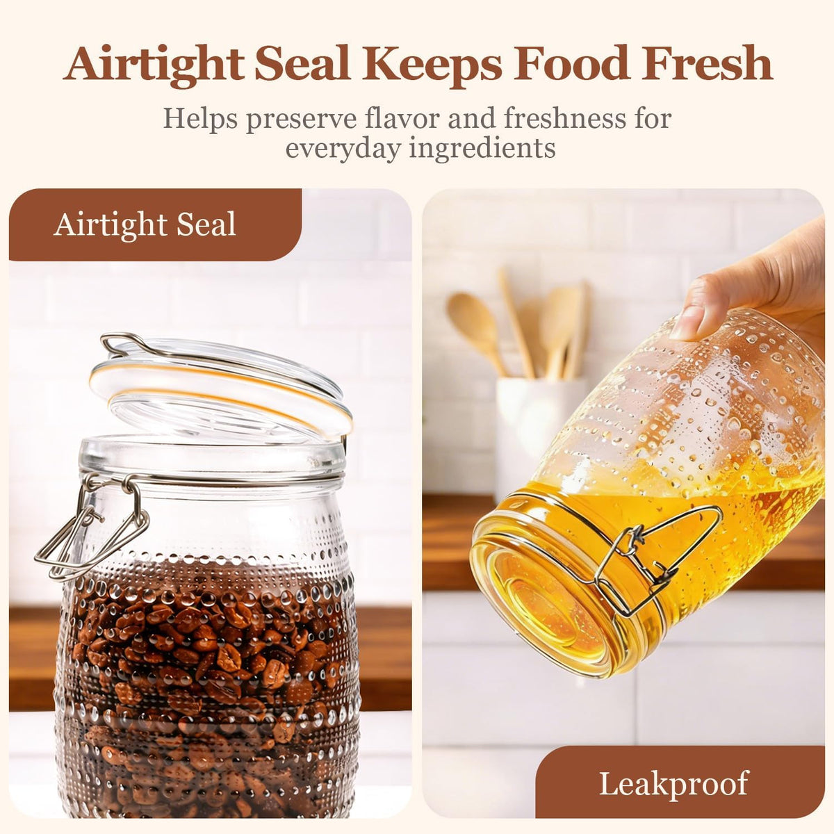 ComSaf 0.5 Gallon / 3 Pack Wide Mouth Glass Jars with Airtight Lids,Large Airtight Food Storage Containers for Pantry, Heavy-Duty Canister Set for Flour, Sugar, Cereal, Cookies, and Pet Food