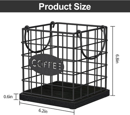 YINMIT K Cup Holder Organizer, Sturdy Coffee Pod Holder Organizer, 35 Kcup Large Capacity Storage Basket for Kitchen Counter and Office Desktop (Circular Grid)