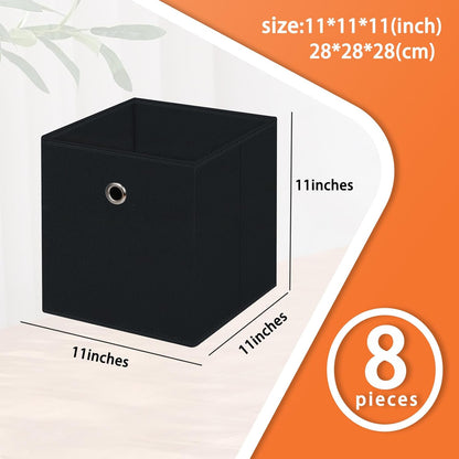 Black Foldable Storage Cubes Bins ,11 Inch Cloth Storage Cube Fabric Storage Box Cubes Organizer Baskets with Handles for Home Organizer Set of 3 (Black)
