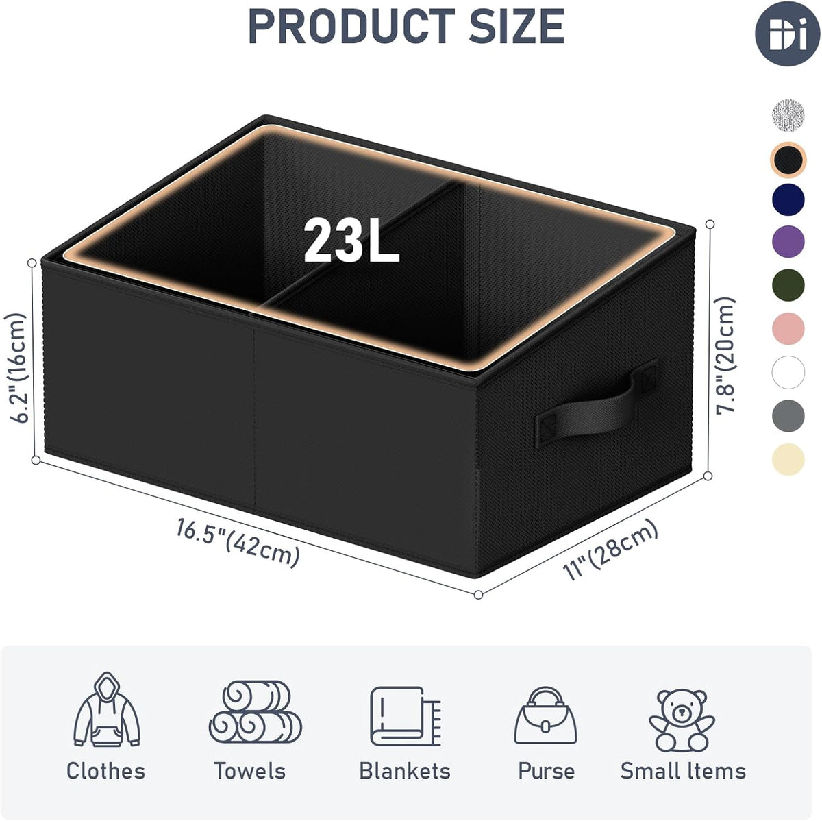 DIMJ Closet Storage Bins - Fabric Storage Baskets for Shelves, Collapsible Closet Organizers and Storage with Handles, Trapezoid Shelf Organization Storage Cubes for Purse, Toys, Books, Towel, Socks