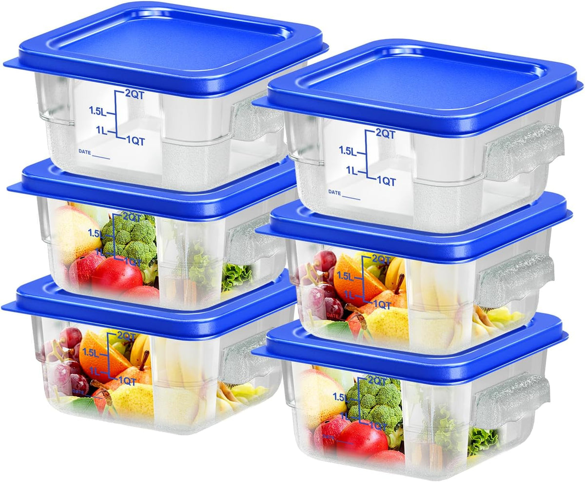 4 pcs 4qt Food Storage Containers with Lid, Square Clear Commercial Food Storage Containers with Handle and Scale for Food Storage in Home Kitchen & Dining (Green)