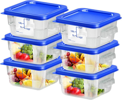 4 pcs 4qt Food Storage Containers with Lid, Square Clear Commercial Food Storage Containers with Handle and Scale for Food Storage in Home Kitchen & Dining (Green)