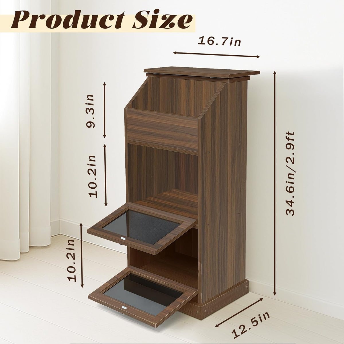 Potato Storage Bin, 3-Tier Potato and Onion Storage Bin with Lid, Wooden Bread Box for Fruit and Vegetable,Food Storage Containers for Kitchen Pantry (Oak)