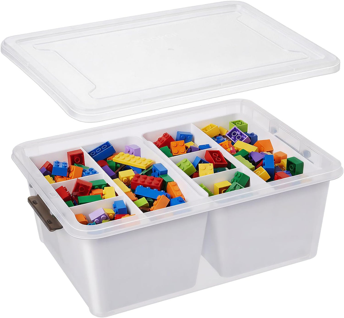 MACOPRO 17 QT Plastic Storage Box with Removable Tray, Bins with Lids, Clear Storage Container for Craft Supplies, Beads, Tools, Sewing, and Playdoh Organization (White, -17QT)