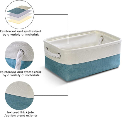 Fabric Storage Bins 12x8x5 inch [6-Pack] with Rope Handles - Decorative Baskets for Organizing
