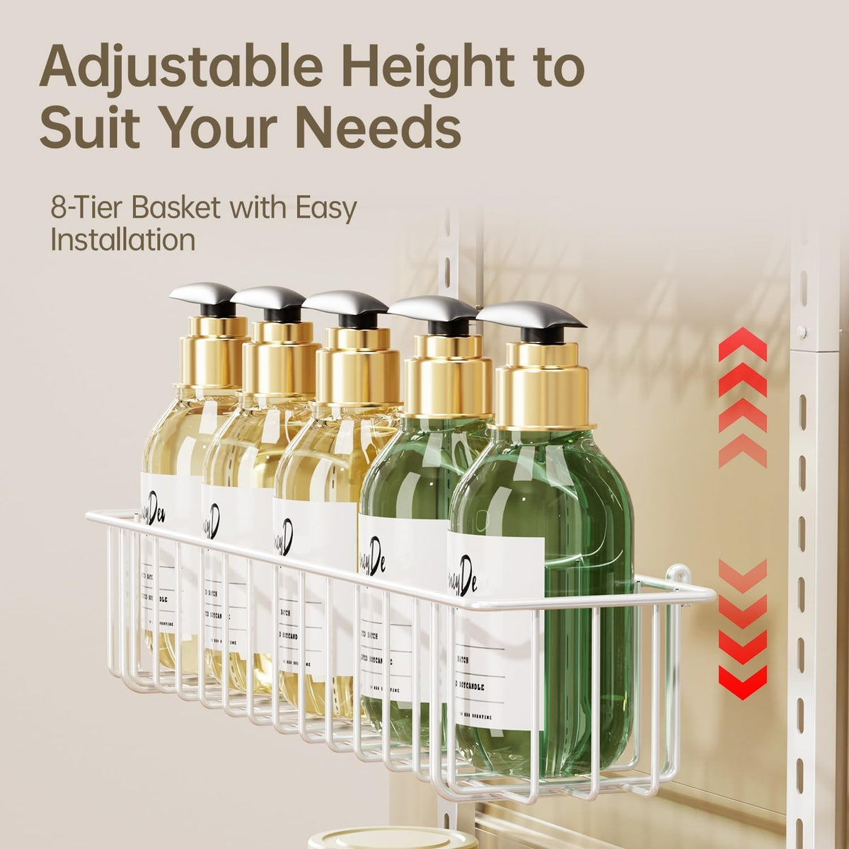 Delamu Adjustable Cabinet Door Organizer, 6-Tier Hanging Spice Rack Organizer, Metal Over the Door Pantry Organizer, Pantry Organizers and Storage Shelves for Kitchen Bathroom Laundry Room, White M