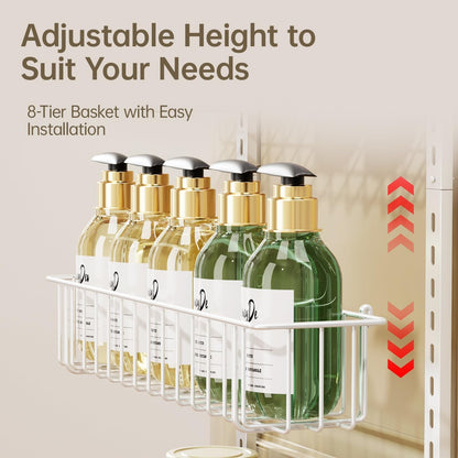 Delamu Adjustable Cabinet Door Organizer, 6-Tier Hanging Spice Rack Organizer, Metal Over the Door Pantry Organizer, Pantry Organizers and Storage Shelves for Kitchen Bathroom Laundry Room, White M