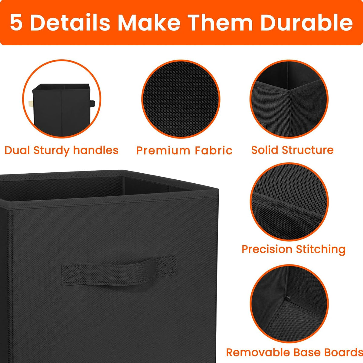 Criusia Large Storage Cubes, 13x13 Cube Storage Bins (Set of 10), Fabric Collapsible Storage Bins with Dual Handles, Foldable Cube Baskets for Shelf, Closet Organizers and Storage Box (Grey)