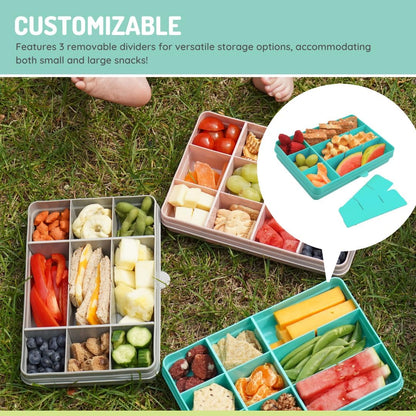 melii Snackle Box |12-Compartment Snack Container with Removable Dividers, BPA-Free Food Storage for Travel, School & On-the-Go Snacks, Kids & Family Organizer (Grey)