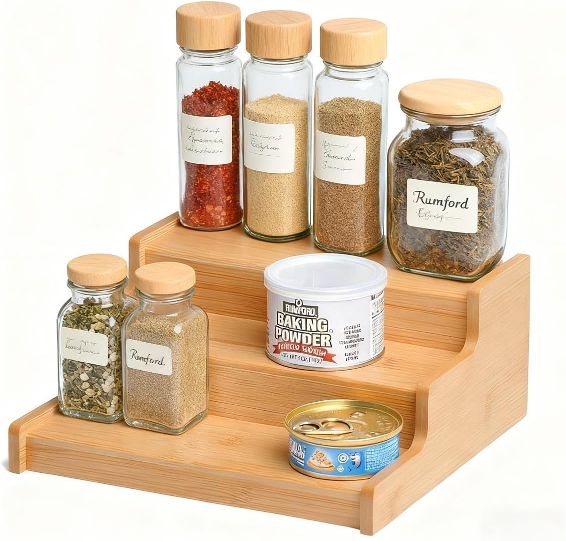 JinDoWin 2 Pack Cabinet Spice Rack Organizer - Enhanced Cabinet Spice Organizer, Practical Spice Rack Organizer for Cabinet and Efficient Cabinet Spice Organizer (2, 9 Inch)