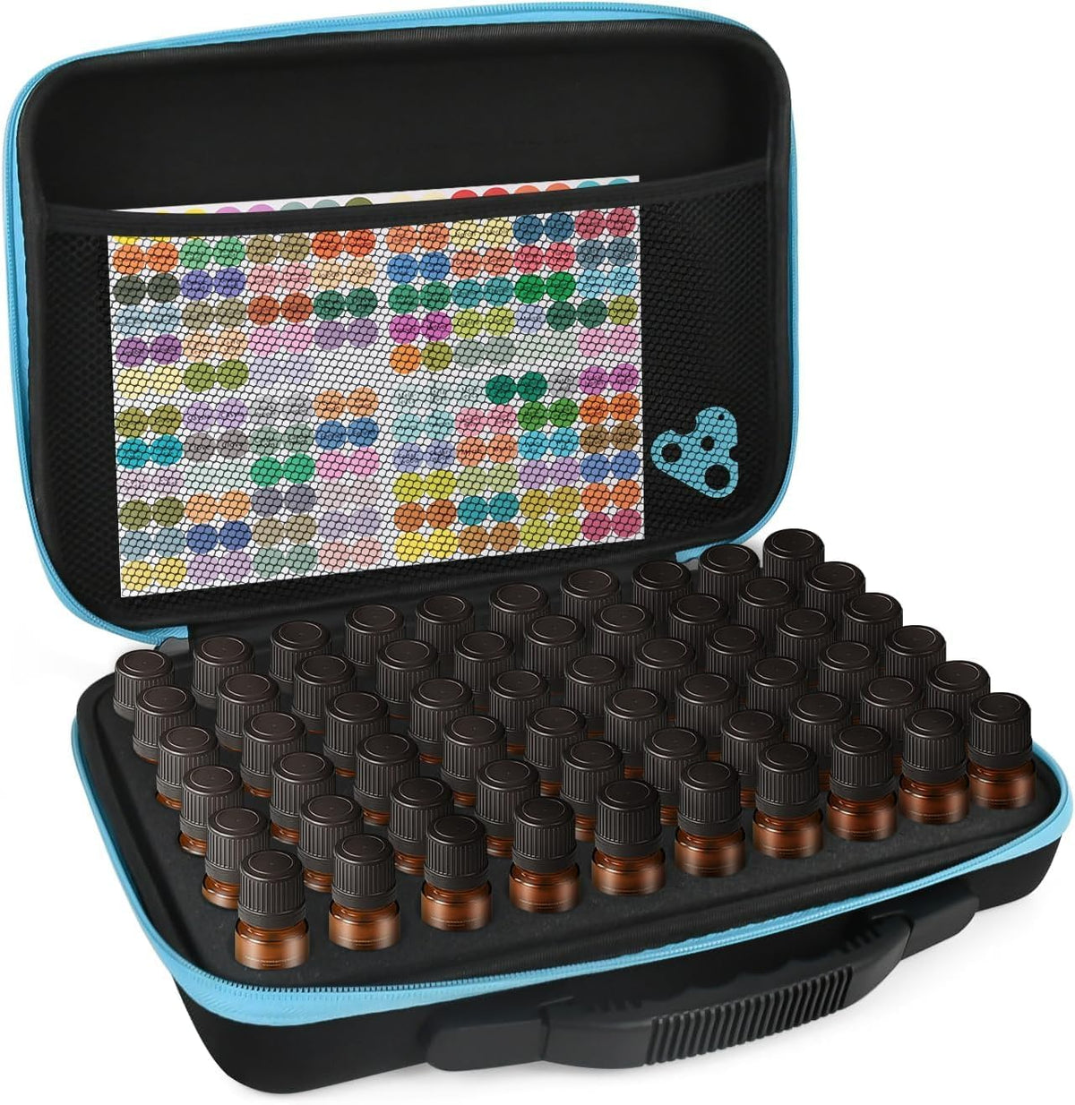 Essential Oil Storage Organizer,60 Bottle EVA Essential Oil Case Essential Oils Box,Essential Oil Storage Carrying Case Holds 5ml- 15ml For Doterra & Young Living,Come with Labels & Bottle (Black)