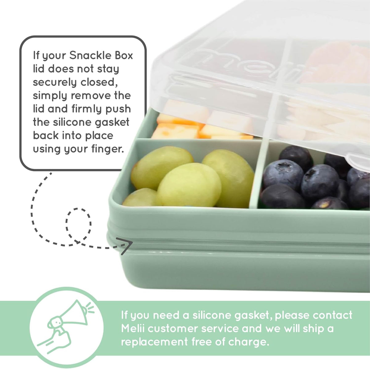 melii Snackle Box |12-Compartment Snack Container with Removable Dividers, BPA-Free Food Storage for Travel, School & On-the-Go Snacks, Kids & Family Organizer (Grey)