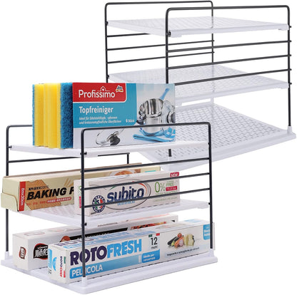 YAYODS 2 Pack Foil and Plastic Wrap Organizer, Kitchen Wrap Organizers and Storage Rack, 3 Tier Aluminum Foil Storage Organizer for Foil, Saran Wrap, 10.6 x 8.7 x 8.7 Inch