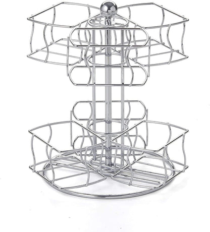 Nifty Tea Bag Spinning Carousel – 6 Compartments, Up to 60 Tea Bags Storage, Spins 360-Degrees, Lazy Susan Platform, Modern White Design, Home or Office Kitchen Counter Organizer
