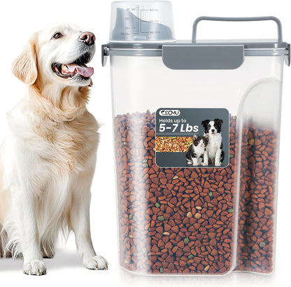 Dog Cat Food Storage Container 3-5lb, Pet Food Container Airtight with Large Spout & Cup, BPA-Free Plastic Food Dispenser for Pet Food, Bird Seed, Rice, Flour (Pink (3L-1pack))