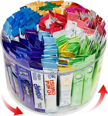 Drink Packet Organizer For Powdered Drink Mix,Powder Packet,Water Packet,Water Flavor Packet,Lazy Susan Organizer Rotating Holder for Drink Mix Necessities（Square）