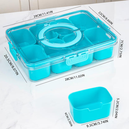 WACOI Divided Snack Serving Tray with Lid and Handle travel Snackle Box Charcuterie Container Portable Storage Organizer for Candy, Fruits, Nuts, Snacks 1Pack White