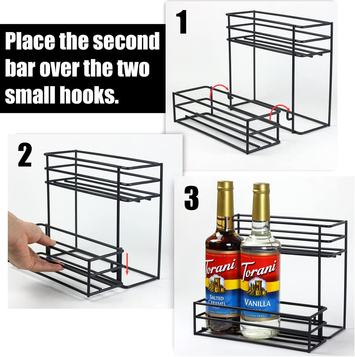 MCSAPIL Coffee Syrup Organizer(6 Bottle Capacity),Coffee Syrup Rack for Coffee Bar,Kitchen.Small Wine Rack for Bar,Family,Storage for Syrup, Wine, Dressing