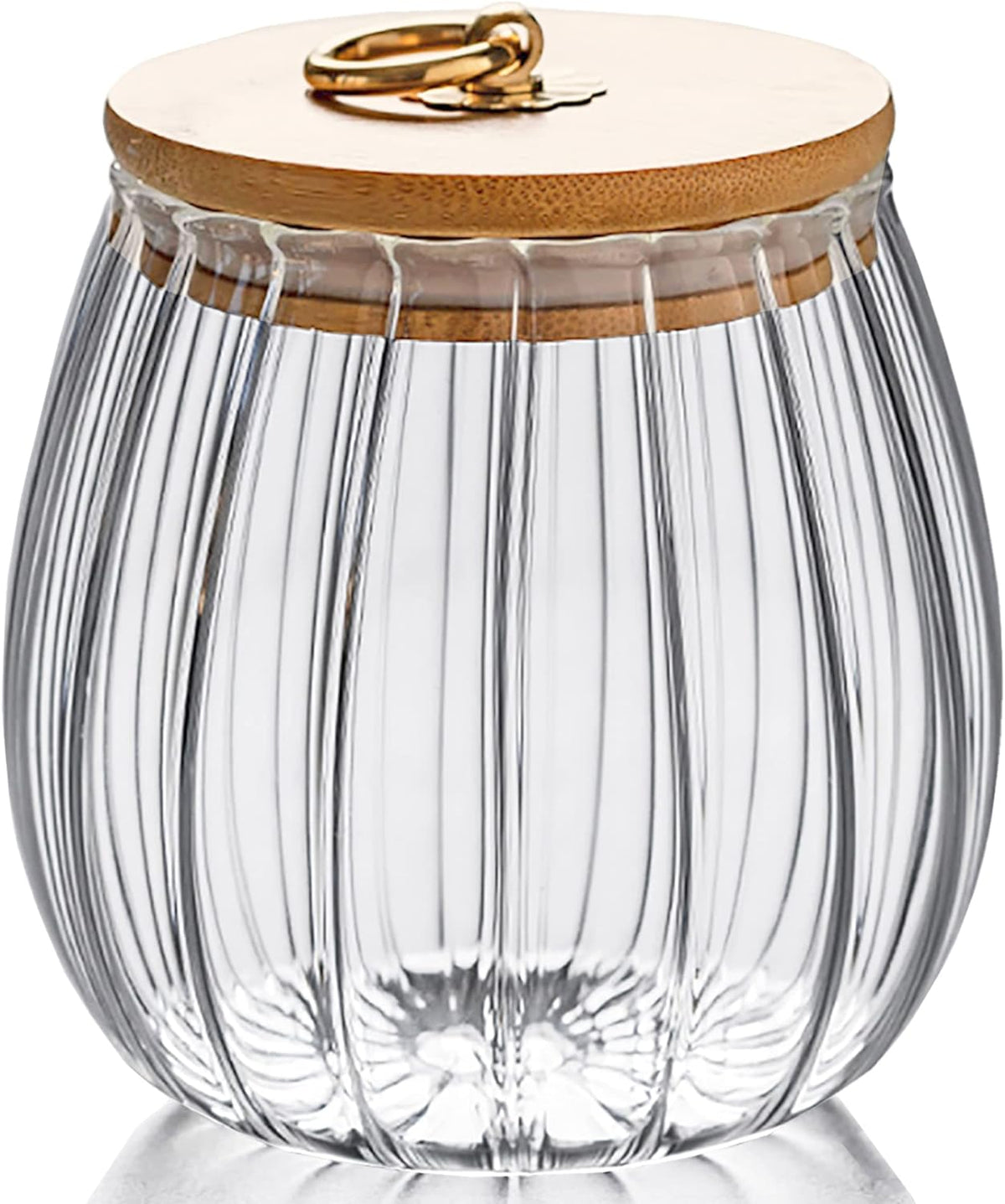 FANTESTICRYAN Glass Coffee Nuts Canister Airtight Storage Jar Petal Decorative Container with Bamboo Lid Metal Handle Easy to Grasp 700ml, 23 FL OZ
