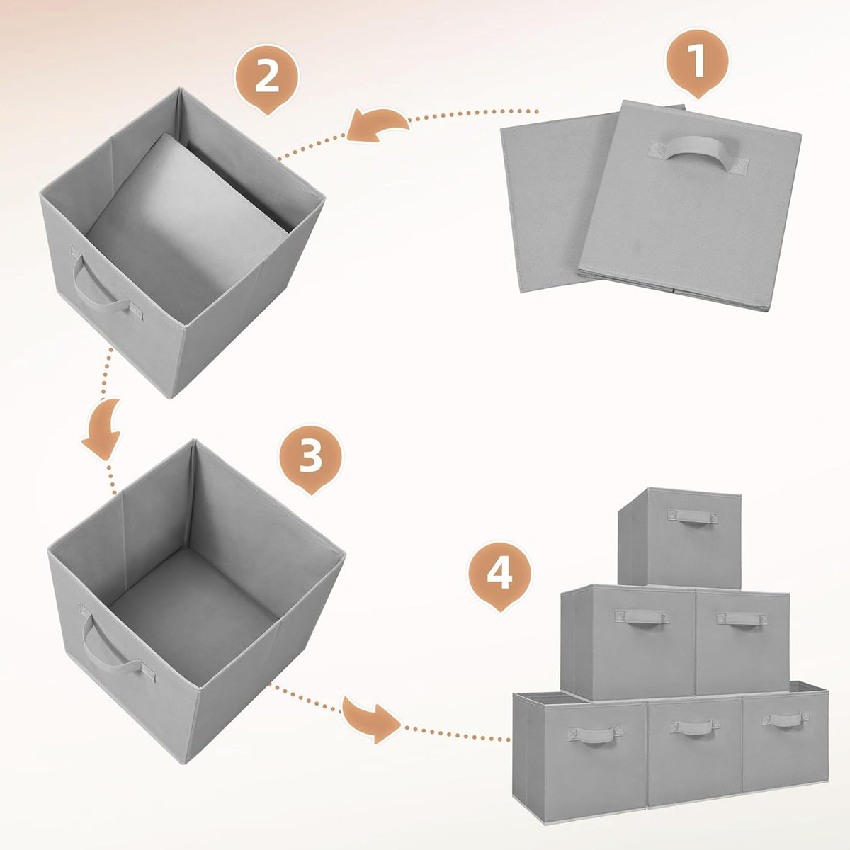 STORAGE MANIAC Storage Cubes, 11 Inch Durable 6 Pack Fabric Foldable Collapsible Bins with Handles for Organization, Closet, Shelves, Offices, Toys, Black
