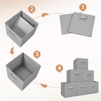 STORAGE MANIAC Storage Cubes, 11 Inch Durable 6 Pack Fabric Foldable Collapsible Bins with Handles for Organization, Closet, Shelves, Offices, Toys, Black
