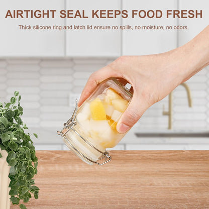 17oz Airtight Glass Jars, 6 Pack Clamp Lid Canisters, Small Food Storage Containers for Spices, Nuts, Snacks, Canning Jar for Jams & Pickling, Pantry Organization