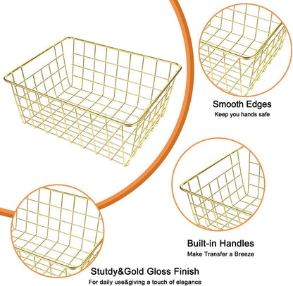 4 Pack White Wire Baskets for Pantry, 11" Upright Wire Freezer Storage Bins with Handles, Small White Metal Storage Basket for Freezer Organizing Office Kitchen Closets