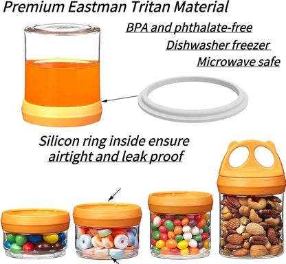 SELEWARE Portable Stackable Food Storage Containers for Snacks Formula Powder and Drinks Twist Lock System Airtight Leak-proof BPA and Phthalate Free 4 Piece Jars 31oz Blue
