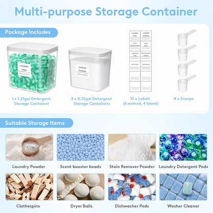 Lifewit Laundry Pods Container with Pop-up Lid, Laundry Room Organization, Dryer Sheet Holder for Washing Powder Scent Booster Beads, 2700 ml/0.72gal,2 Pcs