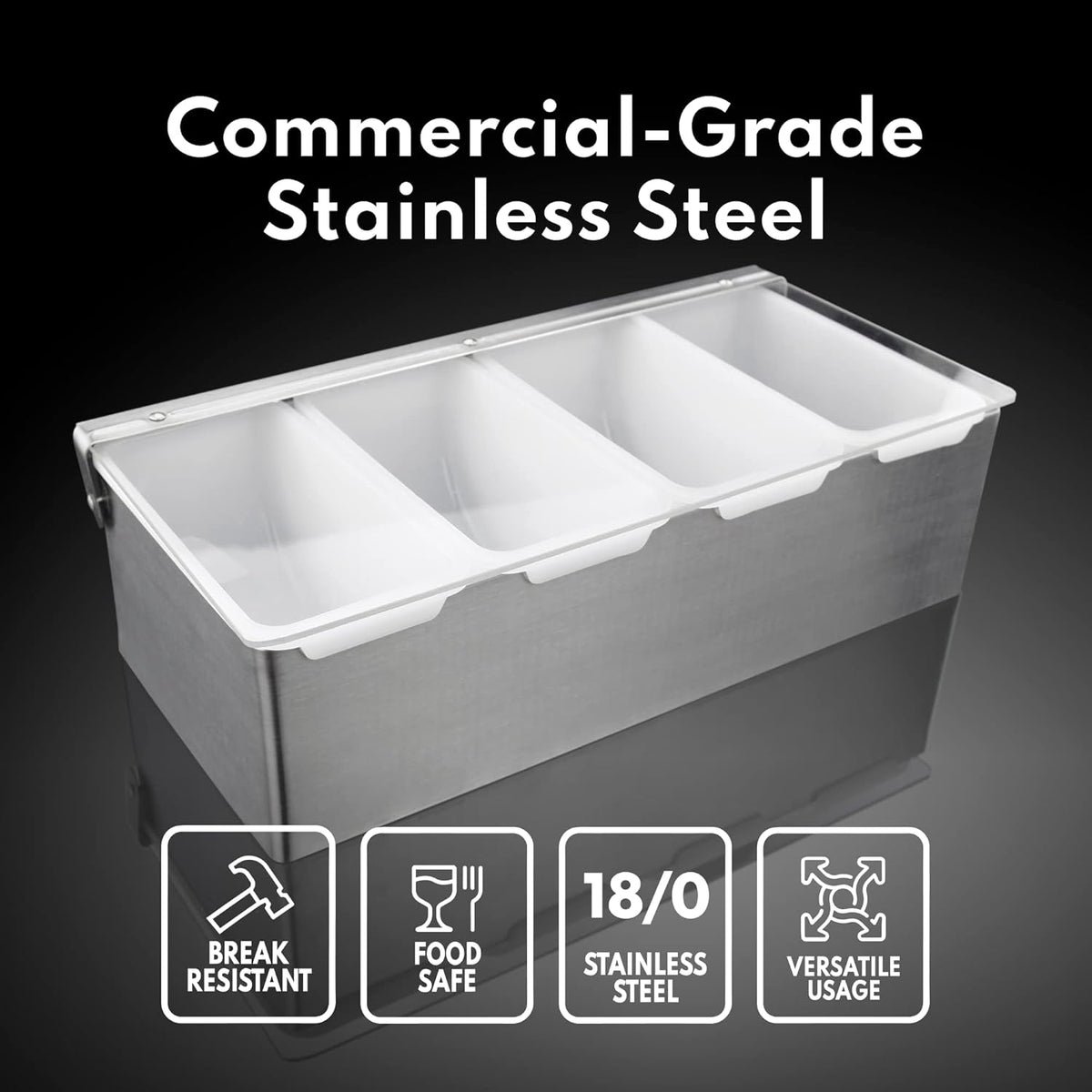 New Star Foodservice 48032 Stainless Steel Condiment Dispenser with 5 Compartments (No Ice Tray)