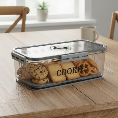 Cookie Jar with Airtight Lid,Bread Box for Kitchen Countertop,Time Recording Bread Storage Container, BPA-Free Plastic Containers for Cookies, Homemade Bread, Toast, Bagel, Donut