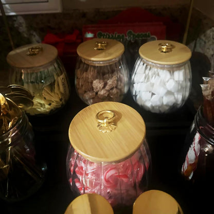 Frcctre 4 Pack 25 FL OZ Glass Storage Jars with Bamboo Lid, Kitchen Airtight Glass Canister Sugar Container Decorative Storage Container for Coffee Bar Food Sugar Coffee Beans Candy Tea