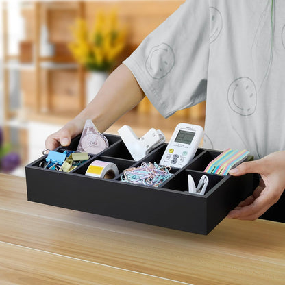 DRASTAR Tea Bag Organizer, Acacia Tea Bag Holder, Tea Storage Containers with 3 Slots, Wooden Tea Storage Accessories, Mini Tea Bag Caddy Box for Countertop