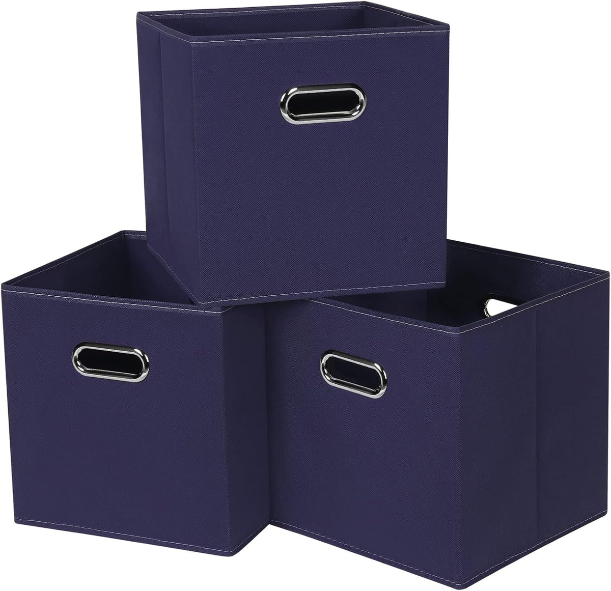 Black Fabric Cubby Storage Bins，13x13x13 Inches ，Cube Organizer Bin Foldable Storage Boxes with Dual Handles Fabric Organizer Box and collapsible Storage basket，Set of 3 ，Black
