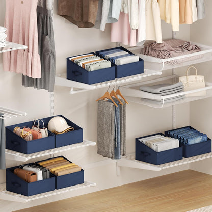 DIMJ Closet Storage Bins - Fabric Storage Baskets for Shelves, Collapsible Closet Organizers and Storage with Handles, Trapezoid Shelf Organization Storage Cubes for Purse, Toys, Books, Towel, Socks