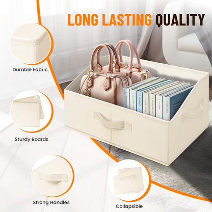 Criusia Closet Organizers Bins - Large Collapsible Shelf Organizer with Handles - Fabric Trapezoid Home Organization and Storage Baskets for Organizing Clothes Toy Blanket Towel Purse Hats