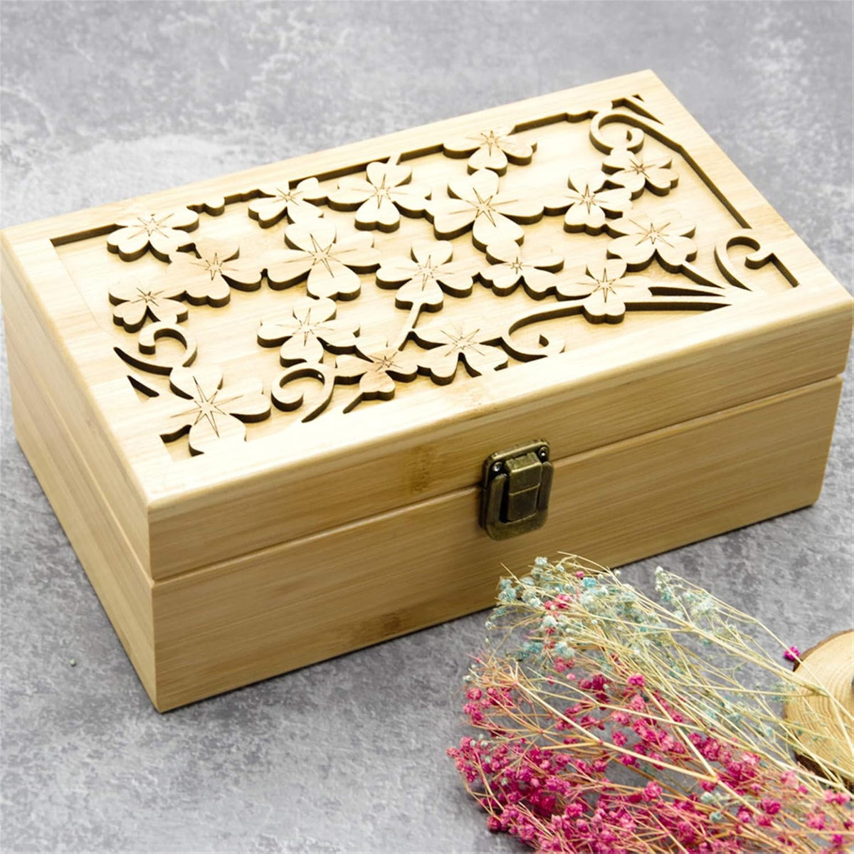 Pure Vie Essential Oil Bamboo Storage Box Travel Display Presentation, Holds 26 Bottles for 5, 10, 15ml - Aromatherapy Organizer Nail Polish Fragrance Container - Keep Your Oils Safe & Space Saver
