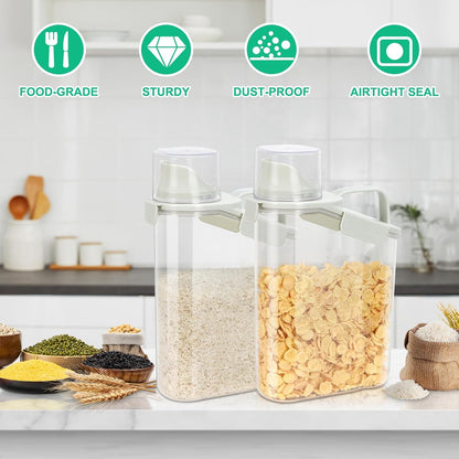 TBMax Rice Container Cereal Storage Container 2 Pack 5 Lbs, Kitchen Pantry Dry Food Storage Holder with Easy-Pouring Spout & Handy Cup, Small Pet Dog Cat Food Dispenser for Daily Feeding -Grey