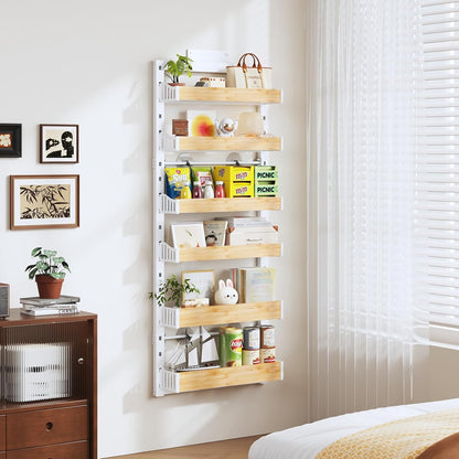 8-Tier Over The Door Pantry Organizer, Heavy-Duty Metal Wall Mount or Hanging Spice Rack, behind the door storage Shelves with Adjustable Basket, Back of Door Organizer for Kitchen Cabinet and Closet