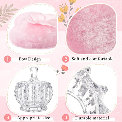 Tioncy 3 Pcs Large Body Powder Puff and Container Valentine's Day gift Powder Container with Puff Crystal Case Soft Washable Reusable Velour Face Body Glitter Wet Dry Makeup (Classic,Clear)