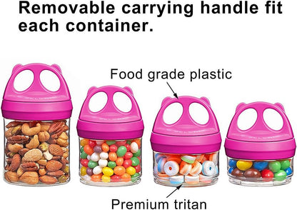 SELEWARE Portable Stackable Food Storage Containers for Snacks Formula Powder and Drinks Twist Lock System Airtight Leak-proof BPA and Phthalate Free 4 Piece Jars 31oz Blue