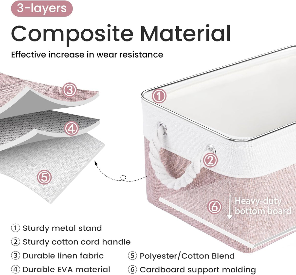 Large Storage Baskets- 15.7x11.8x8.26 inch Storage Bins for Shelves and Closet Organizing, Foldable Fabric Bin for Home Organization Clothes and Laundry (3-Pack, White&Khaki)