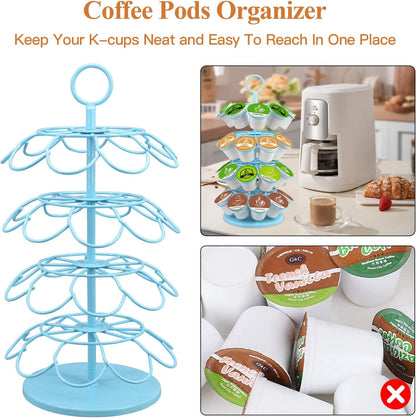 KIMIUP Coffee Pod Holder, K Cup Organizer Compatible with K-Cups(36 Pods), Kitchen Detachable Coffee Pod Organizer for Countertop, Spins 360-Degrees
