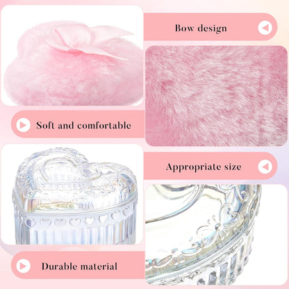 Tioncy 3 Pcs Large Body Powder Puff and Container Valentine's Day gift Powder Container with Puff Crystal Case Soft Washable Reusable Velour Face Body Glitter Wet Dry Makeup (Classic,Clear)