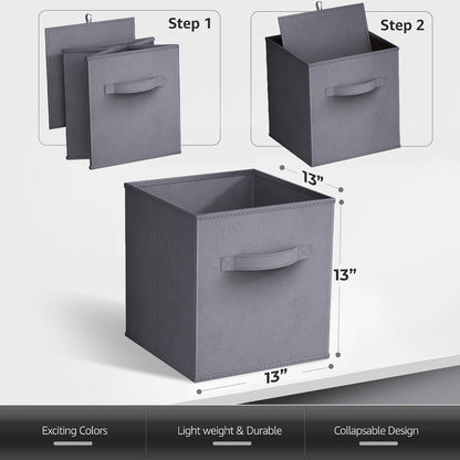 Sorbus Fabric Storage Cubes - 8 Foldable Storage Bins for Organizing Pantry, Cubbies, Toy Box - Clothes Storage & Closet Organizer - 11 Inch Collapsible Cube Baskets for Shelves with Handle