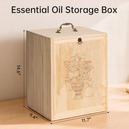 TORIBIO Essential Oil Storage Box for 60 Bottles, Wooden Essential Oils Holder Organizer Holds 5-30ml for Young Living & Doterra Bottles