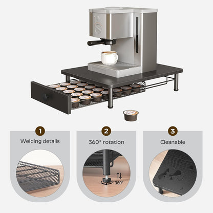 YATINEY Coffee Pod Drawer Holder, Coffee Pod Drawer for K Cup, 35 Capacity Coffee Capsules Storage Organizer, Sliding Mesh Basket, for Home Office, Kitchen, Rustic Brown KH08BRG1