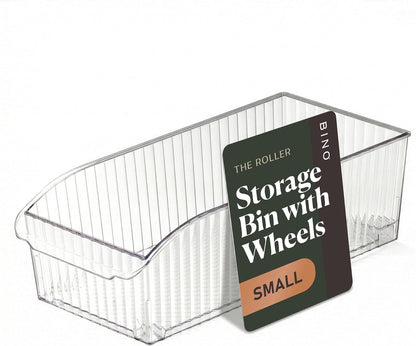 BINO | Plastic Storage Bins with Wheels, X-Large | THE ROLLER COLLECTION | Clear Storage Bins for Organization | Clear Containers for Pantry Fridge & Freezer Organizer Bin Cabinet & Pantry Organizers