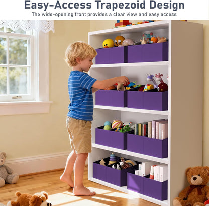 DIMJ Closet Storage Bins - Fabric Storage Baskets for Shelves, Collapsible Closet Organizers and Storage with Handles, Trapezoid Shelf Organization Storage Cubes for Purse, Toys, Books, Towel, Socks